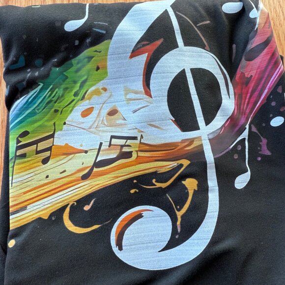 Music Graphic Tee Size 2XL Black Treble Clef Print Short Sleeve Top DESIGN ISSUE - Picture 5 of 9